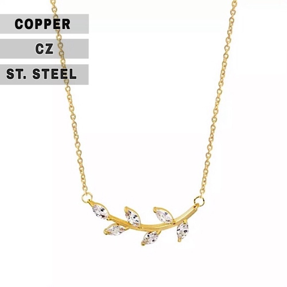 ⚜️𝟯𝟬%𝗢𝗙𝗙 𝗯𝘂𝗻𝗱𝗹𝗲𝘀 𝟯+⚜️ NEW CZ Leaf Dainty Stainless Steel Necklace